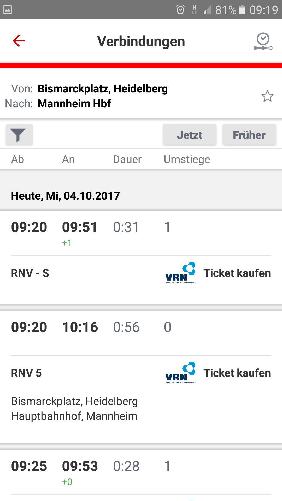 fahrrad ticket in db navigator app